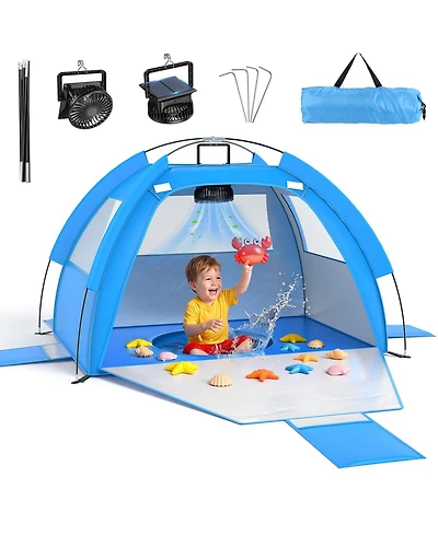 Aofar Beach Tent Solar Fan Anti-uv Sun Shelter Portable Shade Play Ceiling