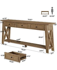 Tribesigns 70.87" Console Table with 3 Drawers and Shelf