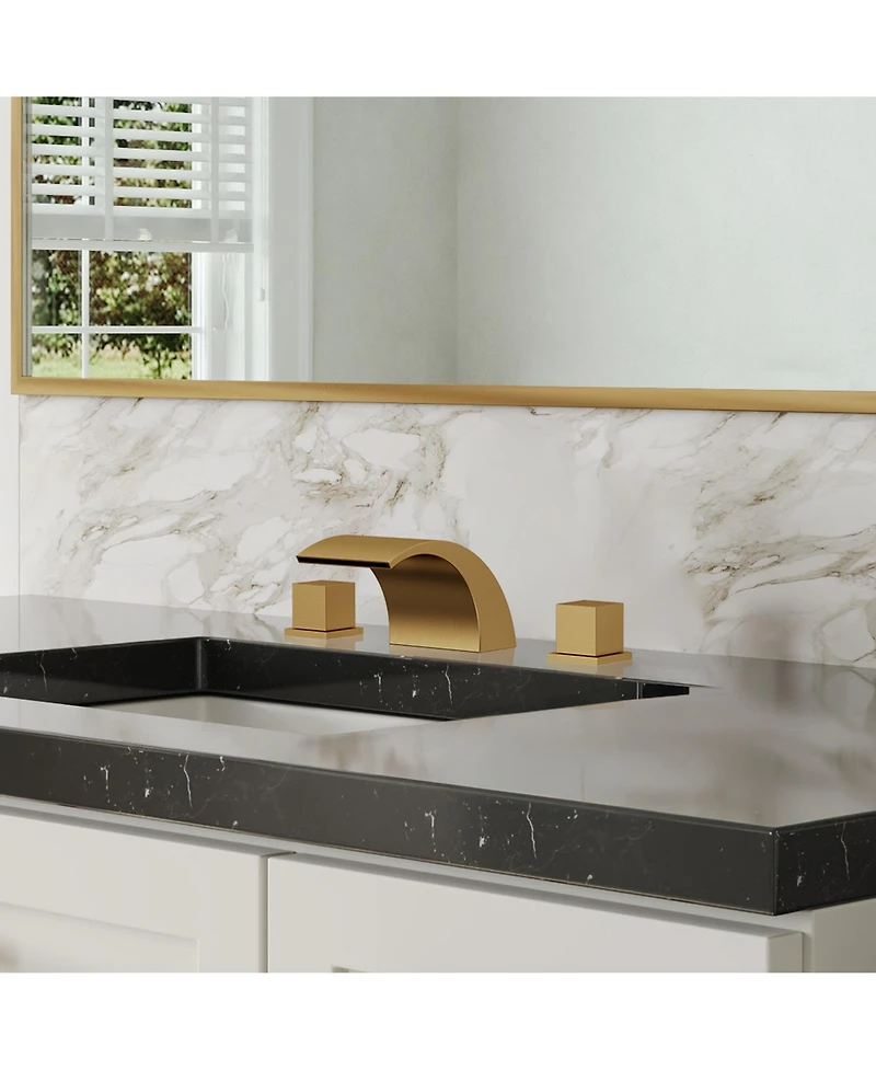 Everstein Widespread Bathroom Faucet 3 Hole, 2-handle Waterfall Sink with Drain Assembly and Overflow