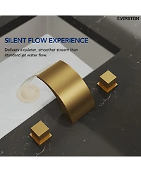 Everstein Widespread Bathroom Faucet 3 Hole, 2-handle Waterfall Sink with Drain Assembly and Overflow