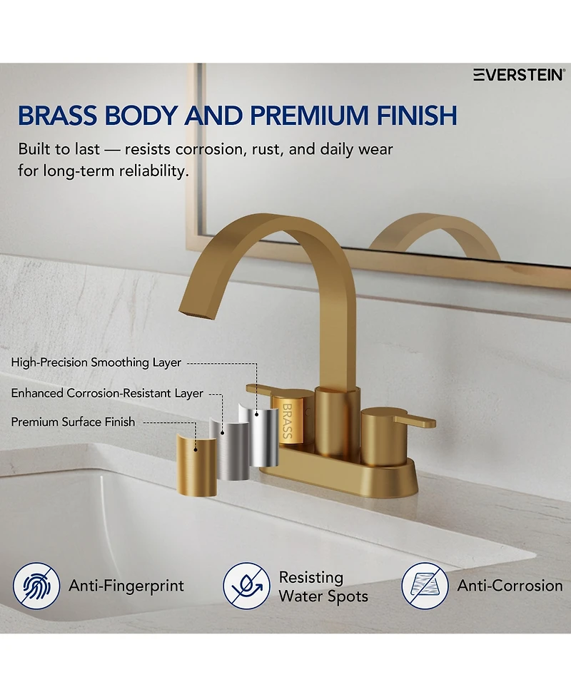 Everstein Centerset Bathroom Faucet with Drain Assembly, 2-handle Sink