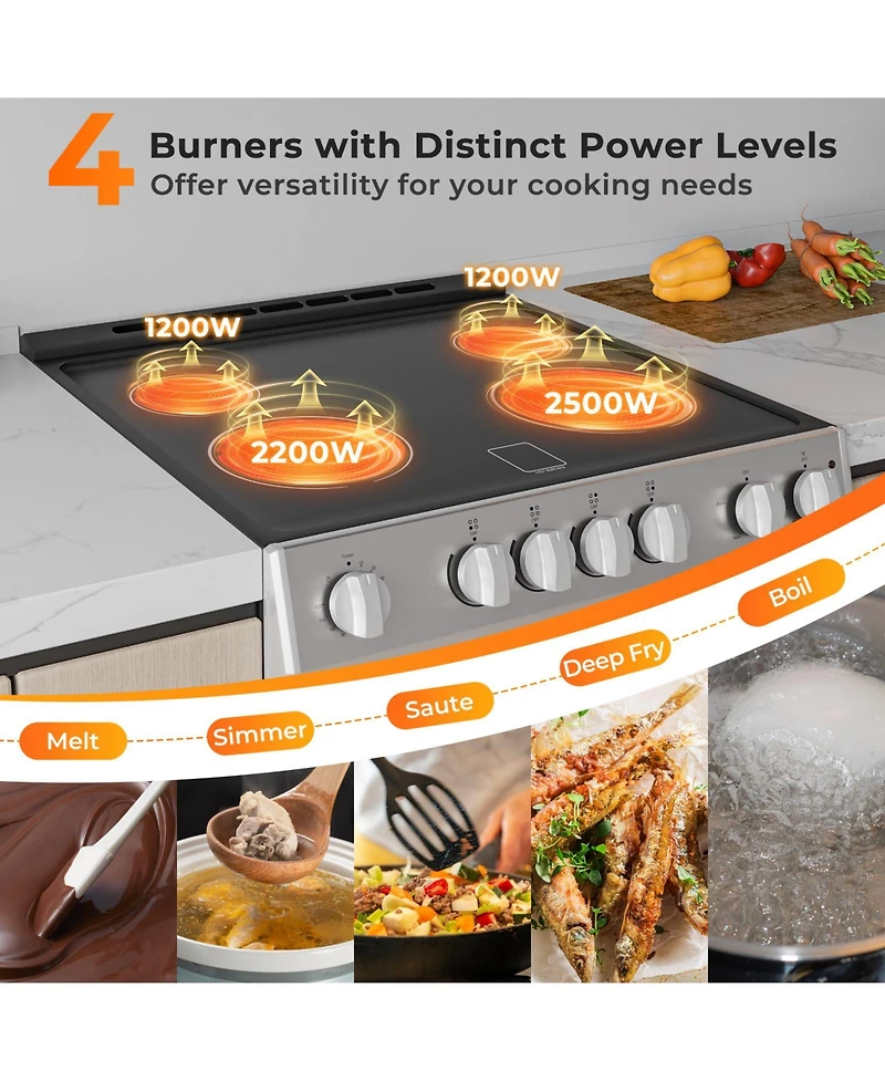 Costway Electric Range 30" Freestanding and Slide-in Kitchen Stove with Cooking Modes