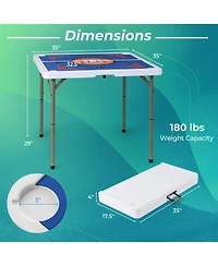 Costway Folding Mahjong Table with Cup Holders and Carrying Handle, Ages 18+