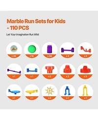 Sugift Glow-in-the-Dark Easy-Connect 110-Piece Marble Run Building Set, Ages 3+