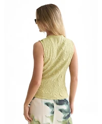 Scotch & Soda Women's Embossed Pleat Mock Neck Tank