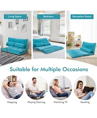 Gouun Foldable Floor Sleeper Lounge Couch 6 Position with 2 Bonus Pillows