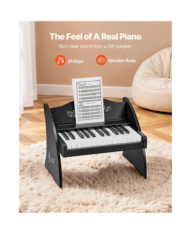 Hongge 25 Key Wooden Digital Piano Keyboard, Ages 3-10