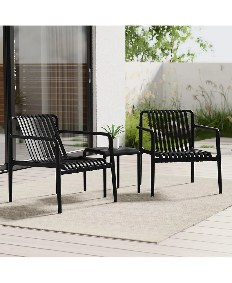 WestinTrends Outdoor Modern Stackable Plastic Patio Club Armchairs (Set of 2)