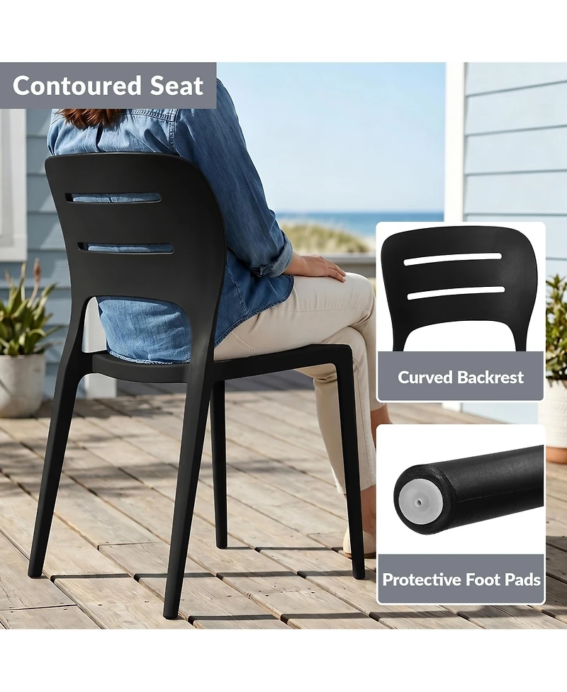 WestinTrends Outdoor Modern Stackable Plastic Patio Dining Side Chairs (Set of 2)
