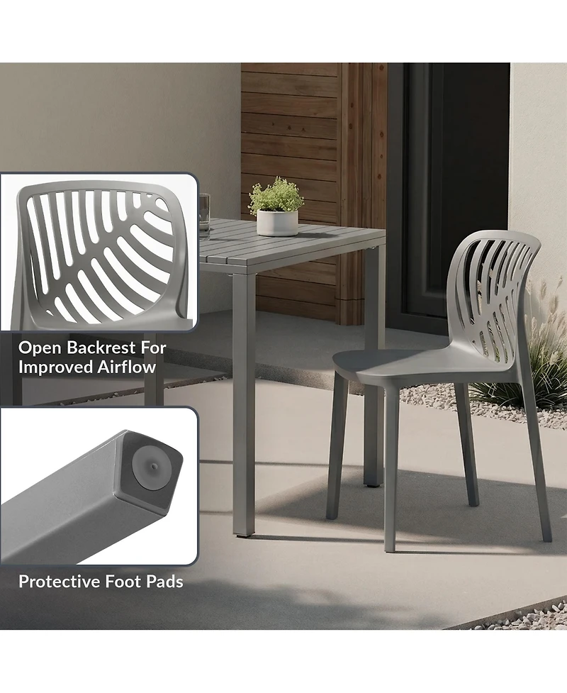 WestinTrends Outdoor Modern Stackable Polypropylene Plastic Patio Bistro Dining Side Chairs (Set of 2)