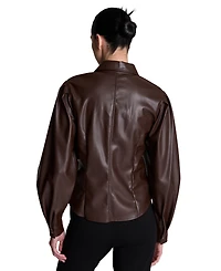 Kenneth Cole Women's Long-Sleeve Snap-Front Point-Collar Blouse