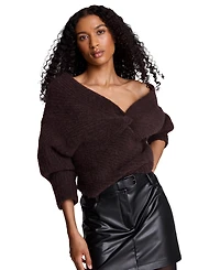 Kenneth Cole Women's Asymmetric Twist Neck Off-the-Shoulder Sweater