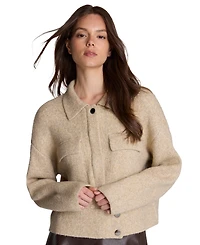 Kenneth Cole Women's Ribbed-Knit Long-Sleeve Utility Jacket