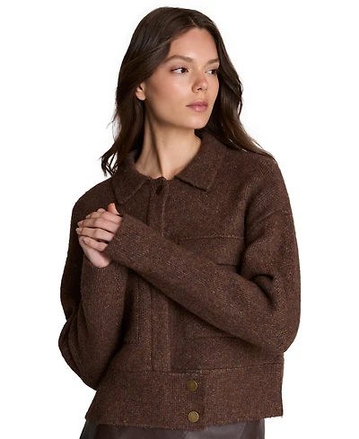 Kenneth Cole Women's Ribbed-Knit Long-Sleeve Utility Jacket