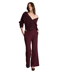 Kenneth Cole Women's Faux Leather High-Rise Wide-Leg Pintuck Pants