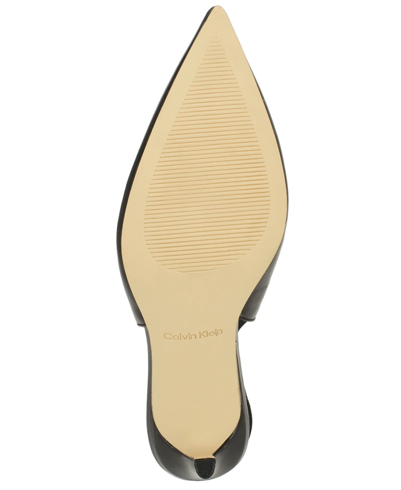 Calvin Klein Women's Biancya Leather Pointed Toe Slingback Pumps