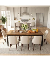 Tribesigns 70" Solid Wood Rectangular Dining Table, Black Metal Frame Farmhouse Kitchen Table for 4-6 Persons