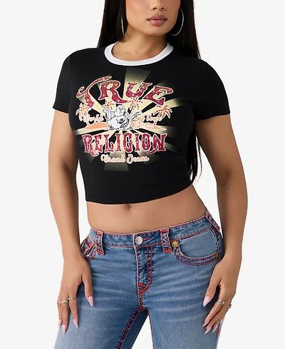 True Religion Women's Crystal Heritage Baby T-Shirt