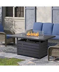 Mondawe 54.3" White Aluminum Propane Fire Pit Table, 50000 Btu with Cover