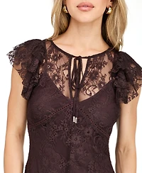 Kittenish Women's Aubrey Lace Floral Keyhole Mini Dress