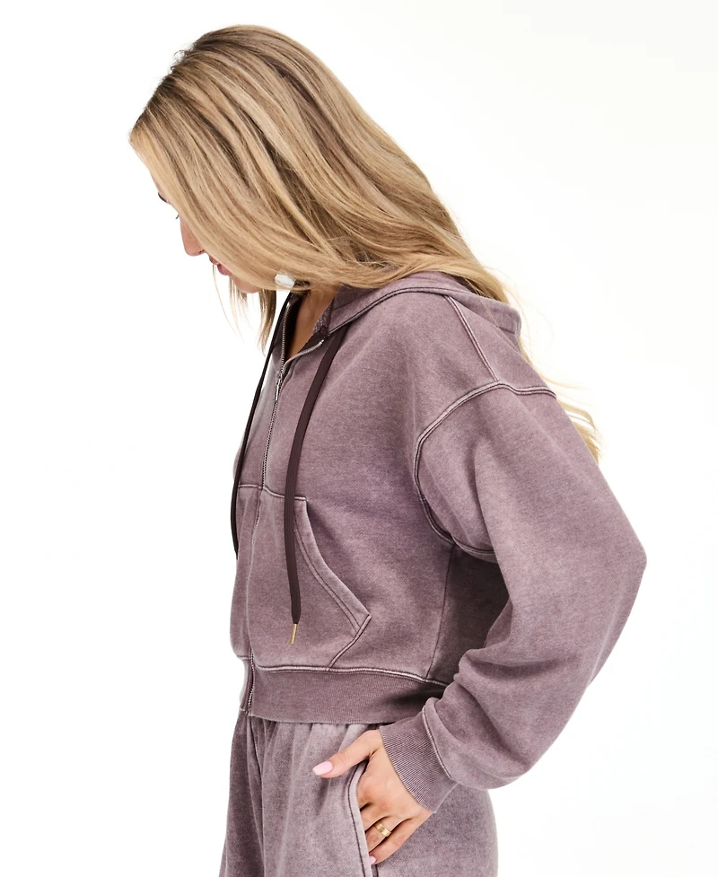 Kittenish Women's Lounge Crop-Zip Cotton-Blend Sweatshirt