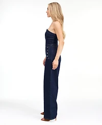 Kittenish Women's Knox Denim High-Waist Wide-Leg Jumpsuit