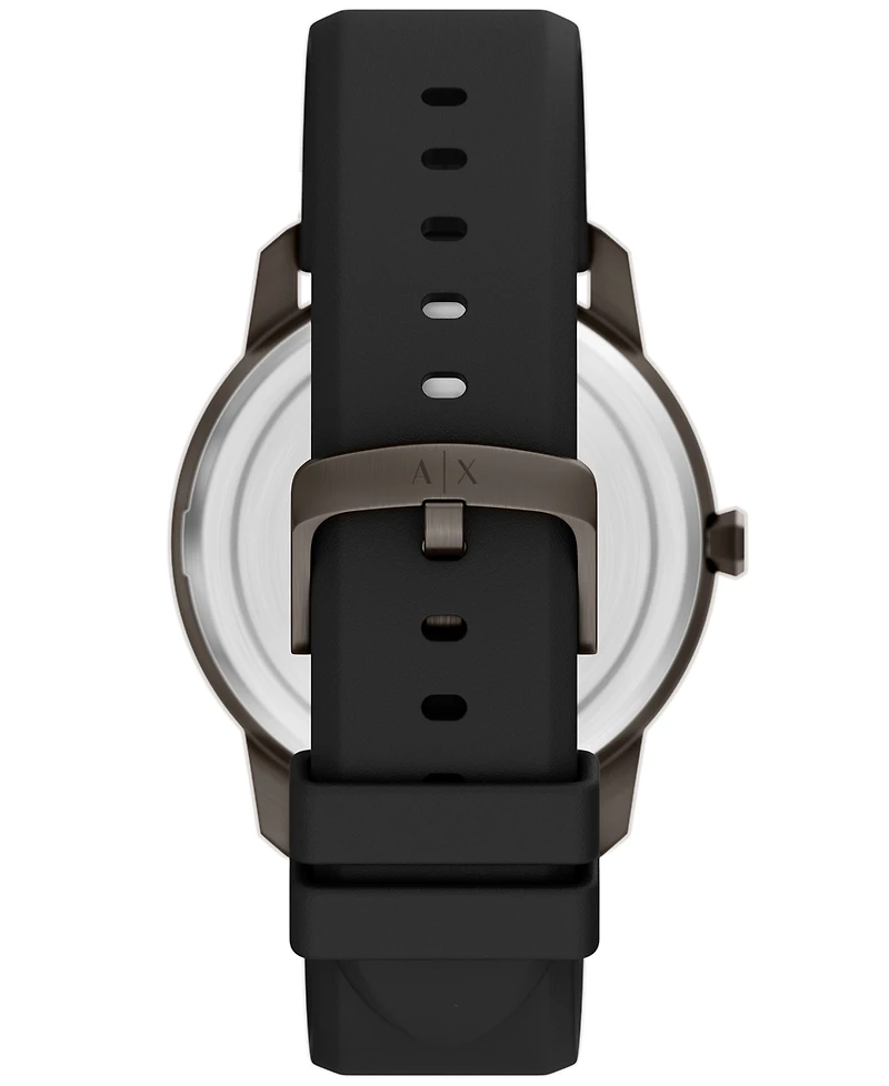Armani Exchange Men's Quartz Three Hand Black Silicone Watch 42mm