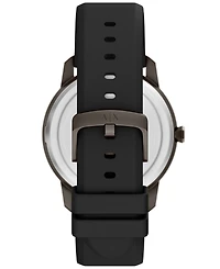 Armani Exchange Men's Quartz Three Hand Black Silicone Watch 42mm