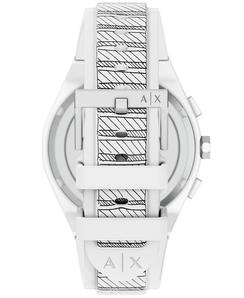 Armani Exchange Men's Sync Quartz Chronograph White Silicone Watch 44mm