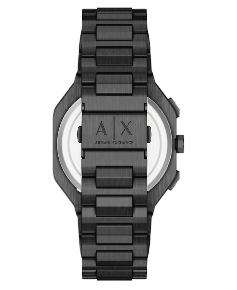 Armani Exchange Men's Quartz Dual Time Black Stainless Steel Watch 40mm