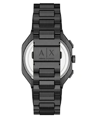 Armani Exchange Men's Quartz Dual Time Black Stainless Steel Watch 40mm