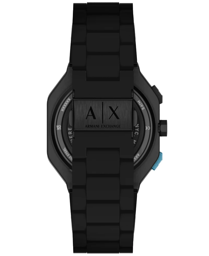 Armani Exchange Men's Quartz Dual Time Black Stainless Steel Watch 40mm