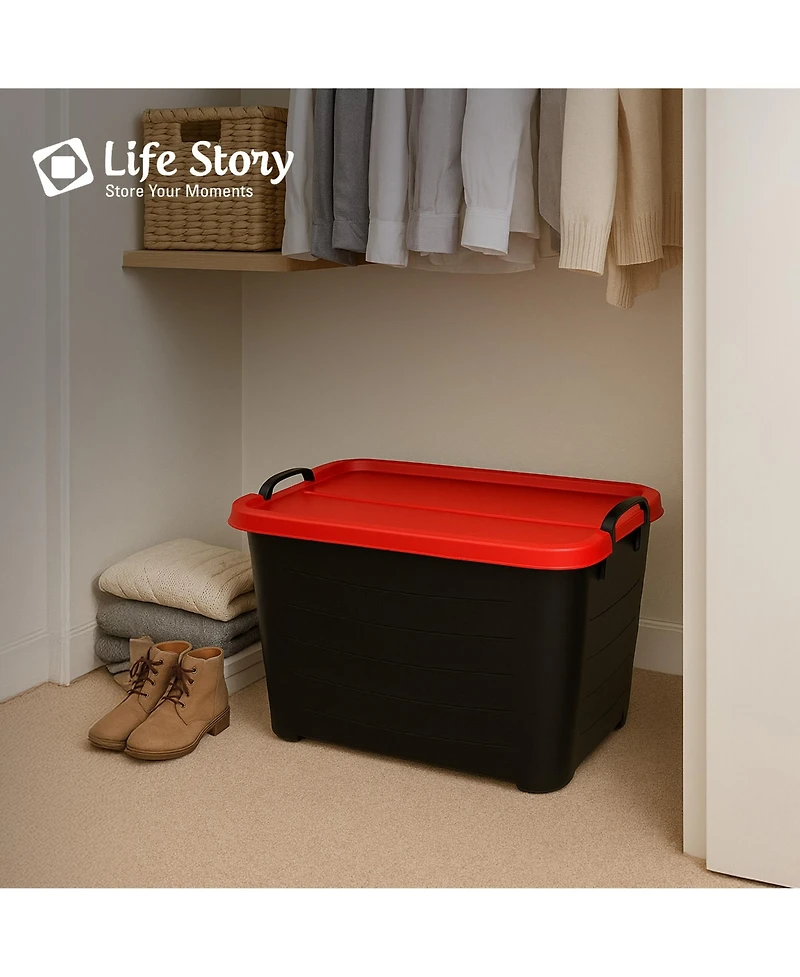 Life Story 55 Quart Stackable Storage Bin, Heavy Duty Lidded Container, 6 Pack