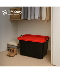 Life Story 55 Quart Stackable Storage Bin, Heavy Duty Lidded Container, 6 Pack