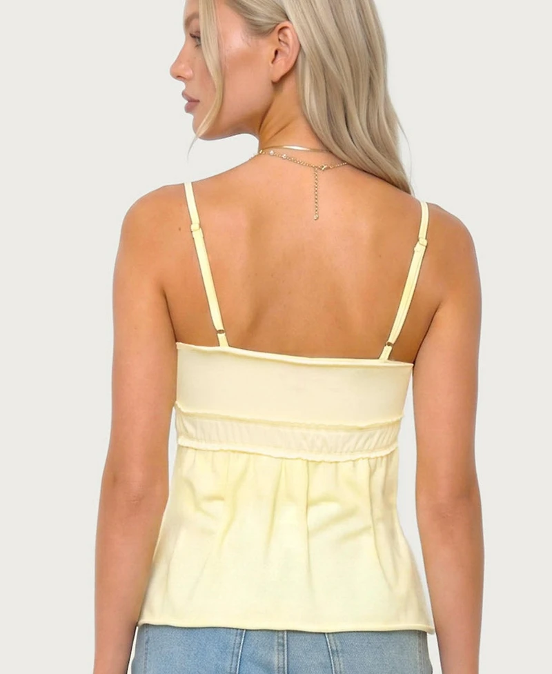 Edikted Women's Zepher Scoop Neck Lettuce-Edge Cotton-Blend Tank Top