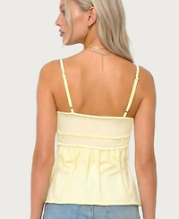 Edikted Women's Zepher Scoop Neck Lettuce-Edge Cotton-Blend Tank Top