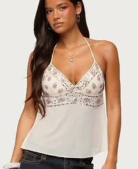 Edikted Women's Tavish Sequin and Bead Halter Sleeveless Top