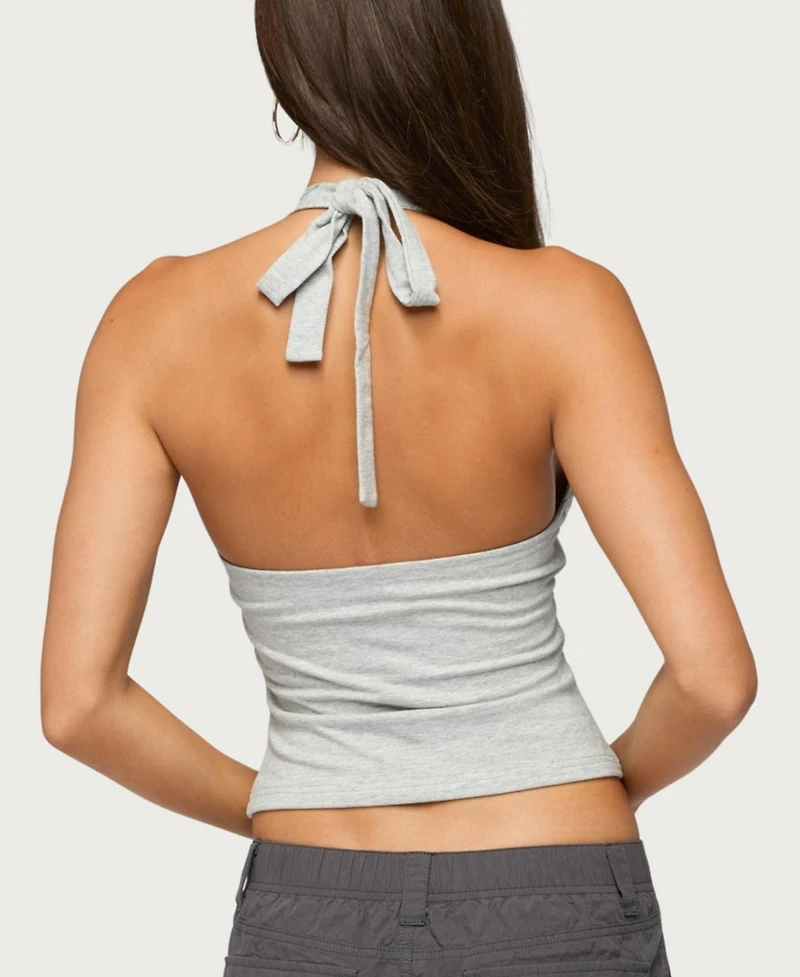 Edikted Womens Bennet V Neck Halter Top