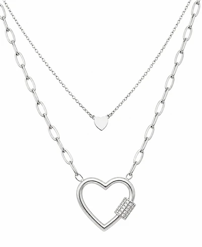 And Now This Cubic Zirconia Double Layered Strand Heart Necklace