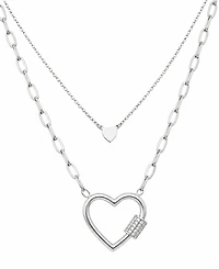 And Now This Cubic Zirconia Double Layered Strand Heart Necklace