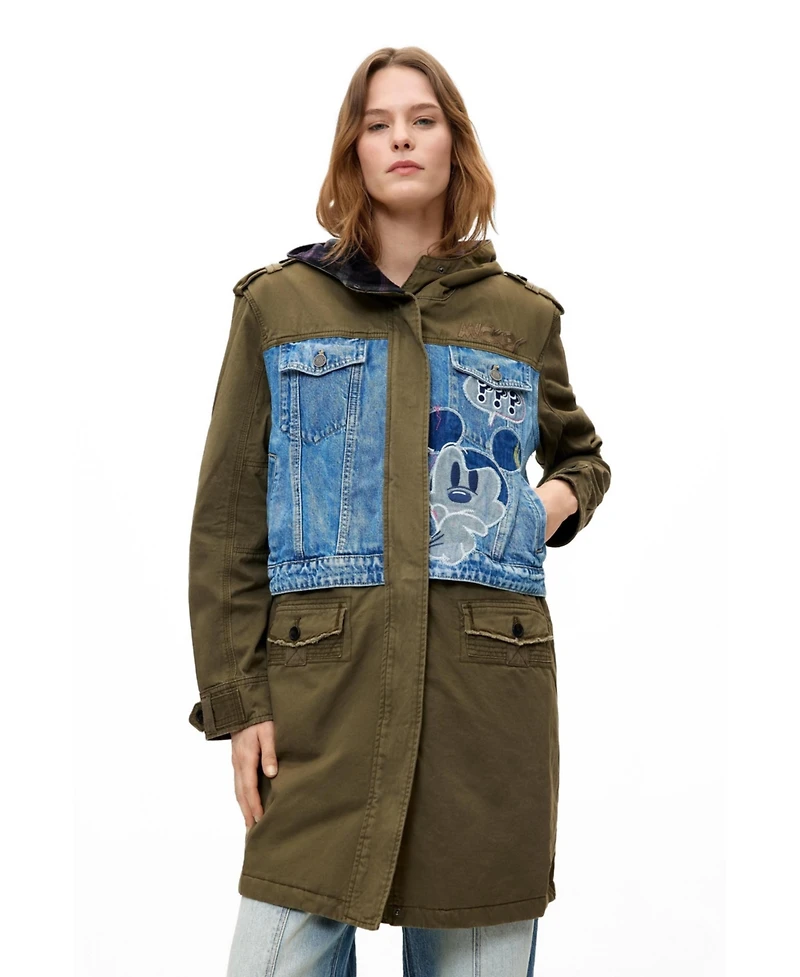 Desigual Women's Hooded Disney Mickey Mouse Print Parka