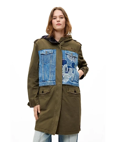 Desigual Women's Hooded Disney Mickey Mouse Print Parka