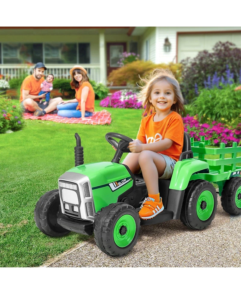 Sevorley 12V Electric Ride-On Tractor With Detachable Trailer and Remote Control, Ages 3+