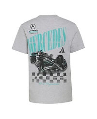 Adidas Big Boys and Girls Heather Gray Mercedes-amg Petronas F1 Team All Performance Graphic T-Shirt