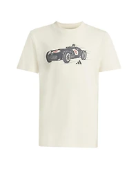 Adidas Big Boys and Girls White Mercedes-amg Petronas F1 Team Silver Arrows Retro Car T-Shirt