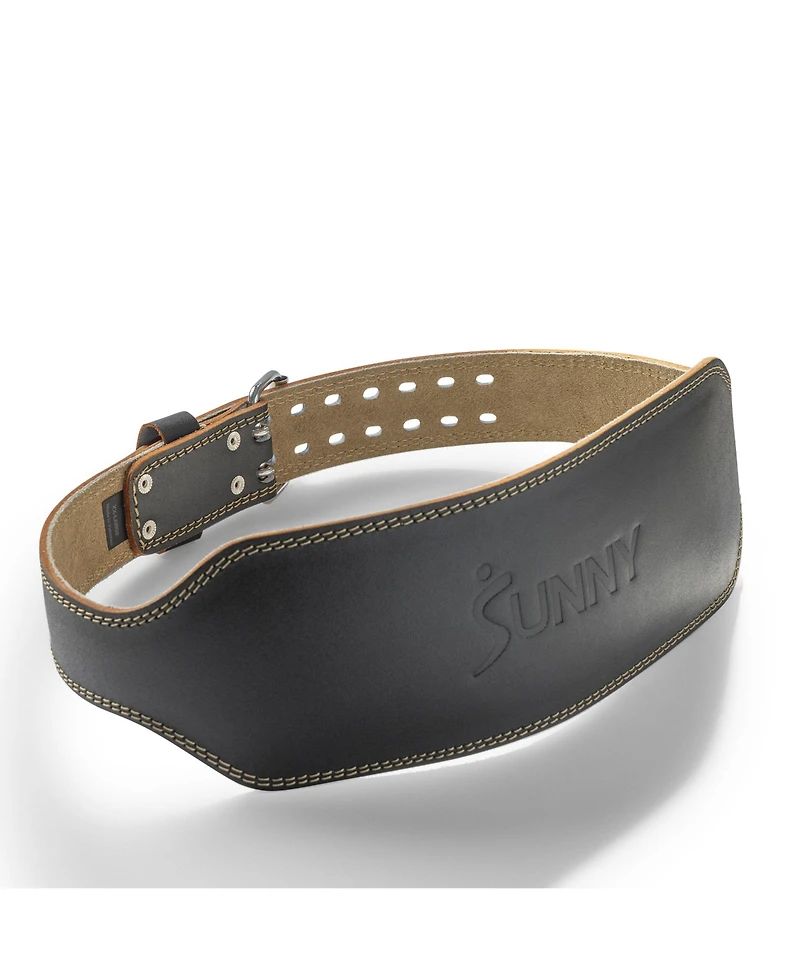 Sunny Health and Fitness Heavy-Duty 6" Leather Weightlifting Belt for Squats, Deadlifts, Powerlifting & Strength Training