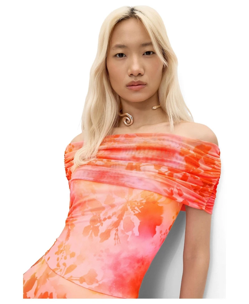 Desigual Women's Floral Long Mesh Dress