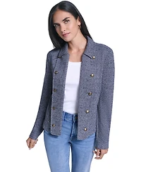 Nautica Women's Marled Band Double-Breasted Jacket
