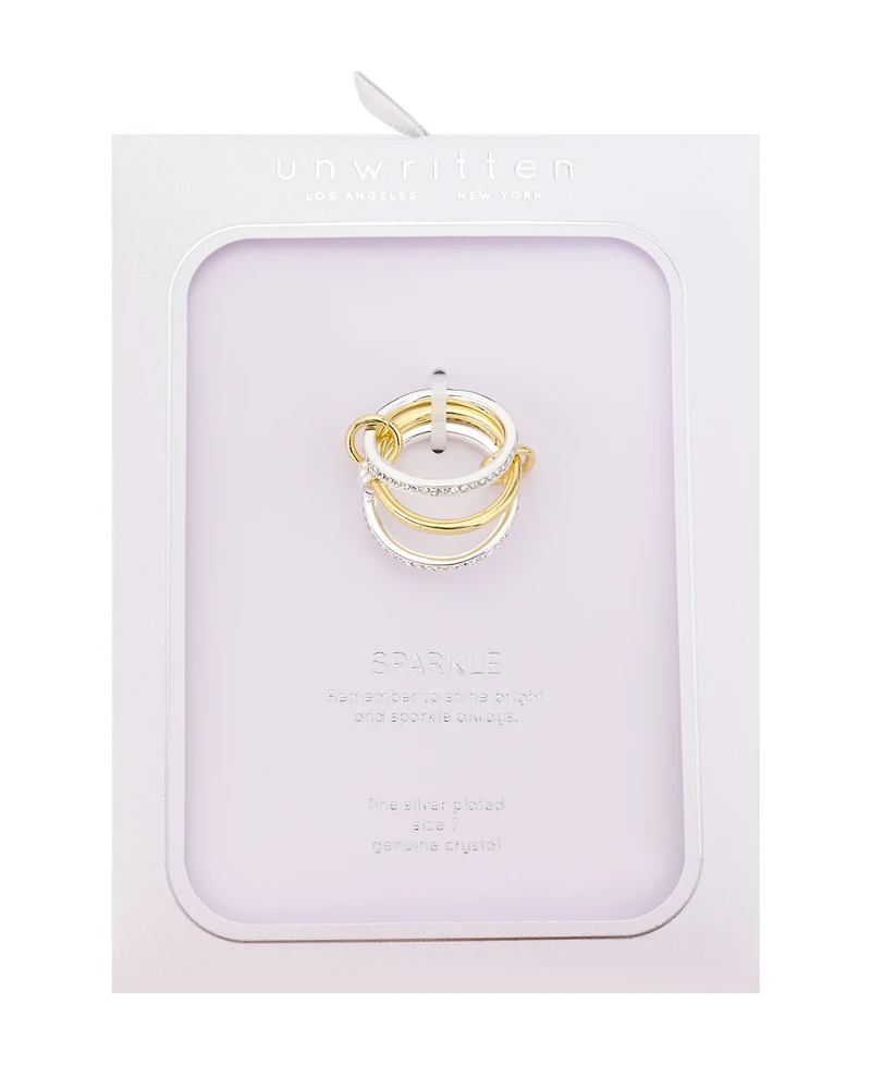 Unwritten Crystal Silver-Plated Trio Stacking Ring