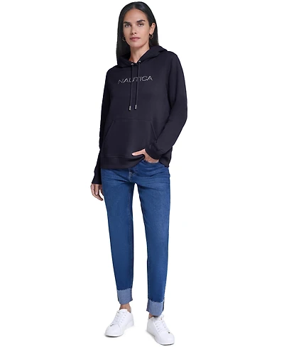 Nautica Women's Logo Graphic Fleece Hoodie